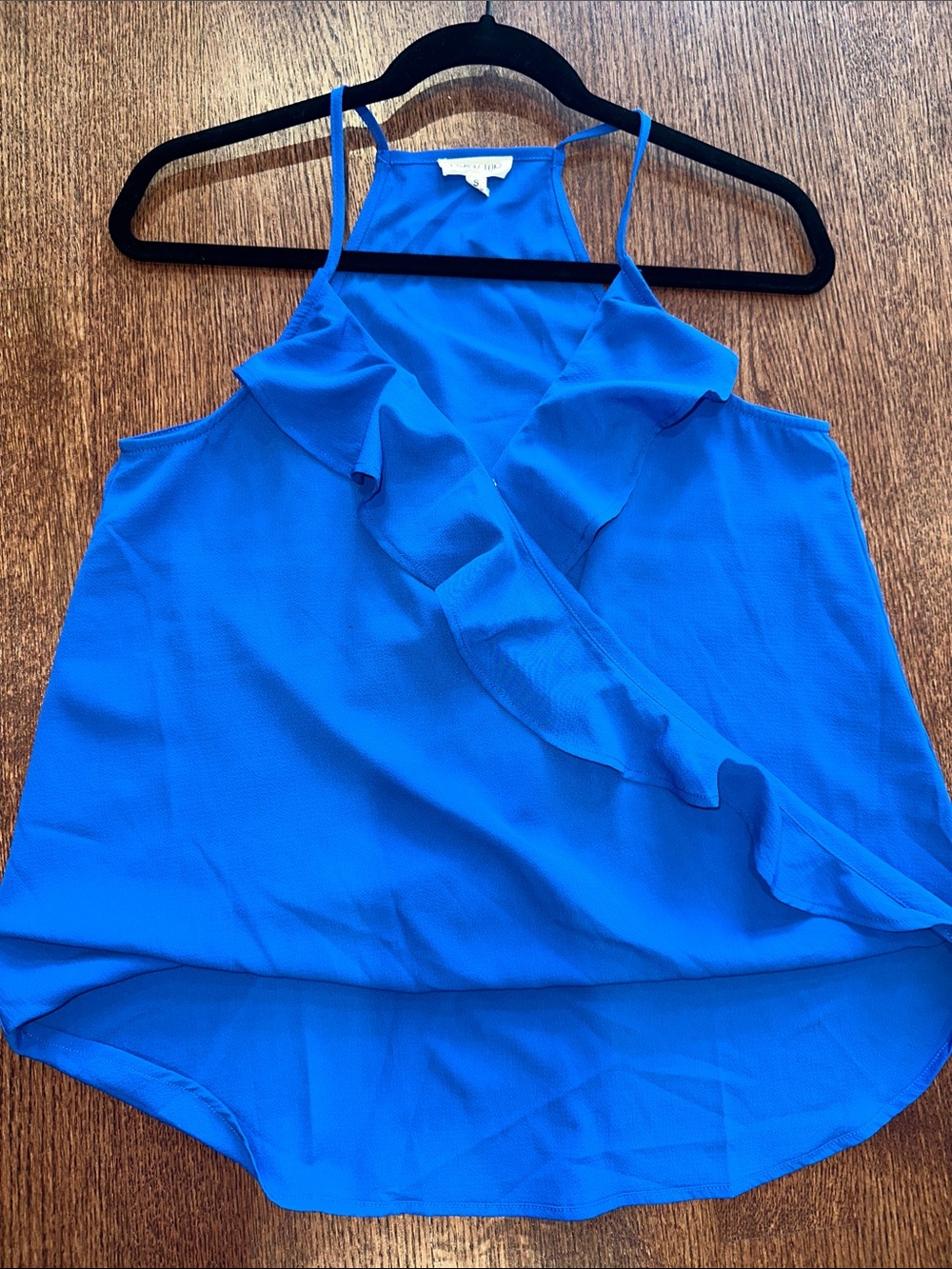 Main Strip Electric Blue Ruffle Halter Cami
